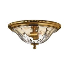 Image of 2 Bulb Flush Light Low Ceiling Burnished Brass LED E27 60W Bulb
