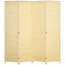 Image of HOMCOM 4 Panel Folding Room Divider 170cm Wall Privacy Screen Protector Natural