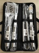 Image of Stainless Steel BBQ Grill Tool Set Outdoor Utensil Cooking Cutlery Kit with Case