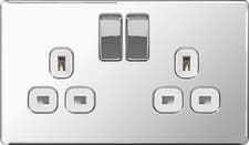 Image of BG Nexus Polished Chrome Screwless Flatplate Switches & Sockets White Inserts