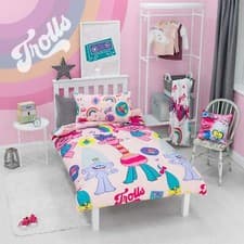 Image of Official Trolls Single Duvet Cover Set Reversible Poppy Concert Girls Bedding