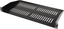Image of PULSE 19” 1U Vented Rack Shelf, 250mm Depth, Heavy Duty 1.5mm Steel, Black