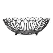 Image of Fruit Basket, 11.59 Inches Wire Bread Basket for Kitchen Counter, Black Round...