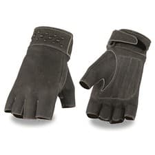 Image of Milwaukee Leather MG7761 Women's Distressed Grey Fingerless Gloves with Rivets