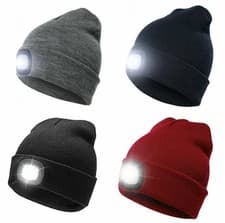 Image of Unisex LED Lighted Knitted Acrylic Beanie hat, USB Rechargeable Super Bright  
