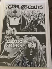 Image of GRRL SCOUTS MAGIC SOCKS #6 JIM MAHFOOD WALKING DEAD 158 TRIBUTE COVER b&w sketch