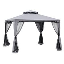 Image of Outsunny 3 x 3 m Metal Gazebo Garden Outdoor 2-Tier Roof Marquee Party Grey
