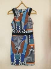 Image of TOPSHOP PATTERNED BODYCON FITTED DRESS SIZE UK 10 rrp £36 NH11 DD 17