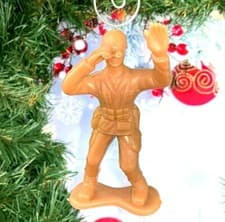 Image of LARGE OVER SIZE 4" Tan Version Green Army Men Man Custom Christmas Tree Ornament