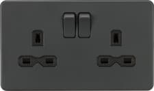 Image of KNIGHTSBRIDGE SCREWLESS FLATPLATE LIGHT SWITCHES & SOCKETS ANTHRACITE RANGE