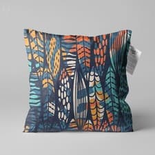 Image of Abstract Decorative Cushion Cover with Multicoloured Leaves | Double Sided