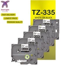 Image of 5 Label Tape Compatible With Brother White on Black TZ335 PT-E300VP E550WVP H100