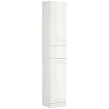 Image of Kleankin High Gloss Tall Bathroom Cabinet with Adjustable Shelves White