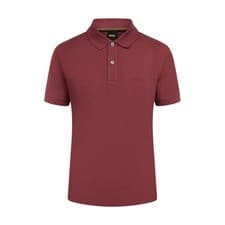 Image of Hugo Boss Pallas Polo Shirt Dark Red Men's Regular Fit Cotton Short Sleeve