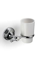 Image of Croydex Flexi-Fix Traditional White Bathroom Tumbler with Chrome Mount - 1919