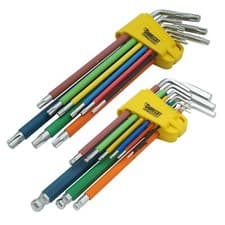 Image of SabreCut Soft Grip Extra Long HEX Allen TORX key Sets Mixed Colour set 9 pc Wera