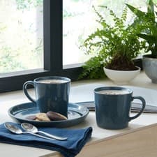 Image of Dinner Plate Set: 4 x 26cm Denby Dark Grey Speckle Coupe Dinner Plates Stoneware