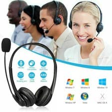 Image of Office Call Center USB Wired Headset Headphone with Microphone Mic For Computer