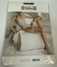 Image of WOLFORD Black Mystic Stay Up Stockings Size M Medium