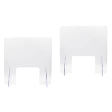 Image of 2 Count Sneeze Guard for Counter Clear Desk Shield Partition Panel Freestanding