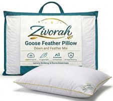 Image of Zivorah Goose Feather & Down Pillows | 2-Pack Luxury Cotton Hotel Support UK