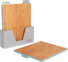 Image of Bamboo Chopping Board Set 3Pcs with Holder, Index Style Wooden Cutting Boards