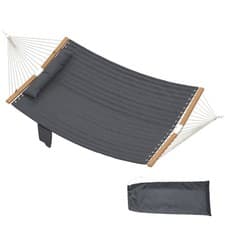 Image of Outsunny Double Hammock 2-Person Padded Swing Bed Grey