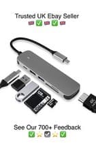Image of USB-C HUB Adapter 6 in 1 3.0 Port USB-C Port/PD 4K HDMI SD/TF Card Dock Station!
