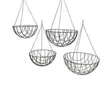 Image of 12" 14" 16" 18" Wire Hanging Baskets Round Metal Coated Green Planter