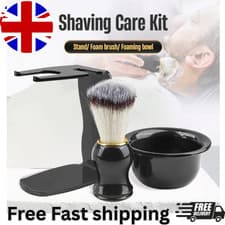 Image of 3 in 1 Men's Shaving Brush Holder Set Brush Bowl Shaving Razor Stand Holder Kit