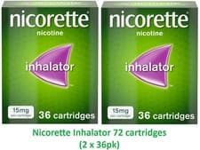 Image of 2 x Nicorette 36 Inhalators 15mg Nicotine Cartridges Box Quit Smoking EXP 11.28