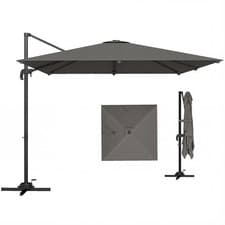 Image of Outsunny 3 x 3 m Cantilever Parasol, Square Patio Umbrella with Crank Handle