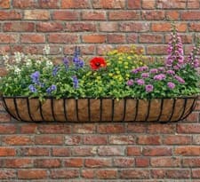 Image of Wall Trough Garden Planter Metal Basket Large Country Forged 122cm Heavy Duty 