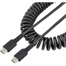 Image of Startech 20In 50Cm Usb C Charging Cable Coiled Heavy Duty Fast Charge & Sync Usb
