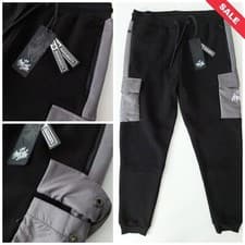 Image of KINGS WILL DREAM AXEL CARGO FLEECE JOGGERS BLACK/GREY SIZE L RRP £45