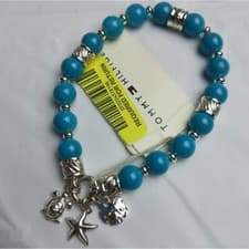 Image of Tommy Hilfiger Blue Beaded Bracelet with Charms NWT