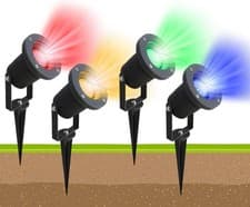 Image of Red Green Blue Yellow LED Garden Spike Ground Outdoor Spike Light GU10 IP65
