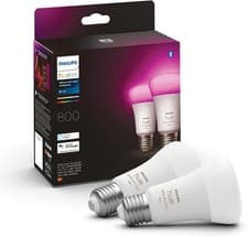 Image of Philips Hue White and Colour Ambiance Smart Light Bulb 2 Pack E27 800 Lumen