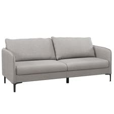 Image of Loveseat Sofa Upholstered Couch with Armrest & Sturdy Metal Legs Grey