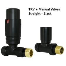 Image of Thermostatic TRV Angled/Corner/Straight Lockshield Radiator Valves Set One Pair