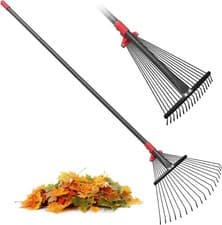 Image of 18 Tines Adjustable Long Handle Garden Lawn Leaf Metal Rake Head - 167cm. 5.5 FT