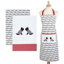 Image of Kitchencraft Kitchen Apron & Tea Towels (2 Pack) - Westie Dog Print