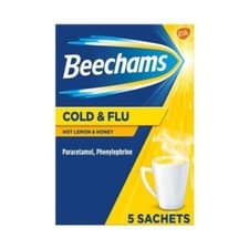 Image of BEECHAMS COLD AND FLU HOT LEMON & HONEY NON- DROWSY 5 SACHETS (MAX 2 PER ORDER)
