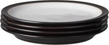 Image of Denby - Elements Black Dinner Plates Set of 4 - Dishwasher Microwave Safe Crock