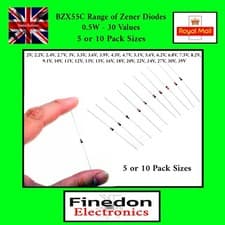 Image of Zener Diode BZX55C 0.5W 1/2W 500mW DO-35 Various Values 5 or 10 Packs UK Seller
