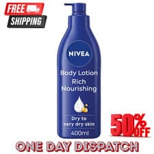 Image of NIVEA Rich Nourishing Body Lotion 400ml, 72 Intensive Moisture For Dry Skin UK