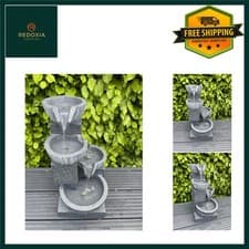 Image of Elegant Solar Powered Garden Bowl Water Feature LED Lights 47x27x23cm