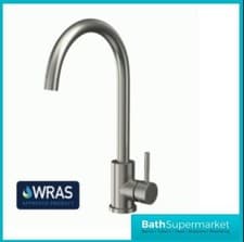 Image of Designer Kitchen Tap Brushed Stainless Steel Mixer Taps Sink Mono Single Lever