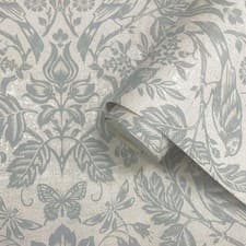 Image of Vinyl Wallpaper Blue Hawthorn Meadow Floral Damask Foliage Textured Holden 76000