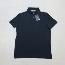 Image of Tommy Hilfiger Men's Polo Shirt Size M Slim Fit Classic Black Cotton Activewear